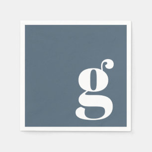 Minimalist Monogrammed Initial in Dusty Dark Blue Napkin