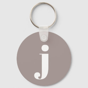 Minimalist Monogrammed Initial in Taupe Brown  Key Ring