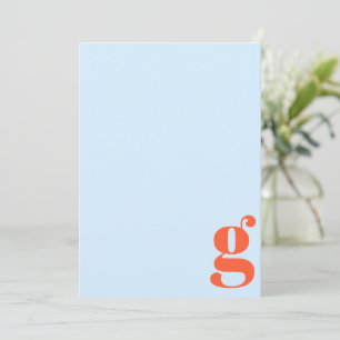 Minimalist Monogrammed Initial Retro Blue Orange Card