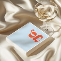 Minimalist Monogrammed Initial Retro Blue Orange