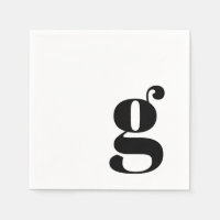 Minimalist Monogrammed Initial Retro Simple White