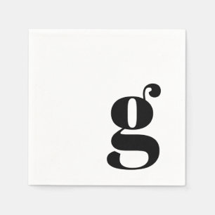 Minimalist Monogrammed Initial Retro Simple White Napkin