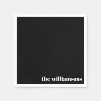 Minimalist Monogrammed Name Retro Black White
