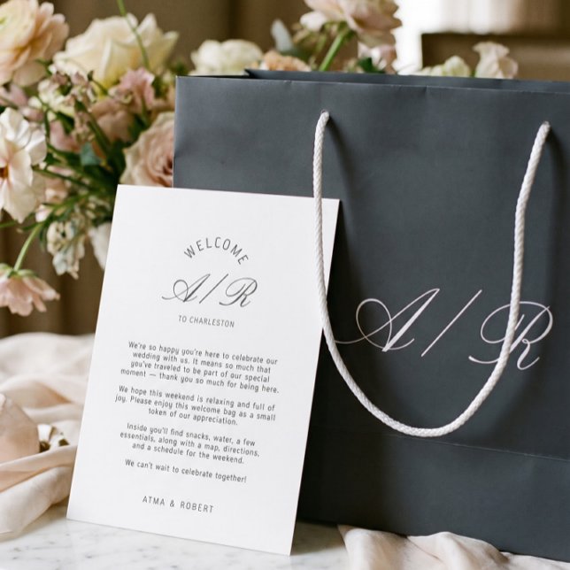 Minimalist Monogrammed Wedding Itinerary Card  (Creator Uploaded)