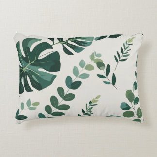 Minimalist Monstera and Greenery Pattern - Modern Decorative Cushion