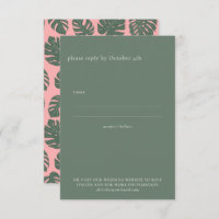 Minimalist Monstera Botanical Pink Green Wedding 