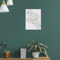 Minimalist Monstera Hand Drawn Gesture Black White