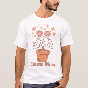 Minimalist Monstera Plant Mum Retro Line Art Desig T-Shirt