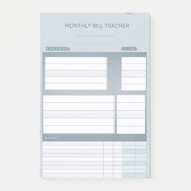 Minimalist Monthly Bill Tracker Sticker | Budget  Post-it Notes (Front)