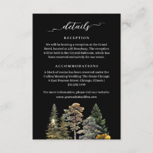 Minimalist Moody Black Autumn Forest Wedding Info Enclosure Card