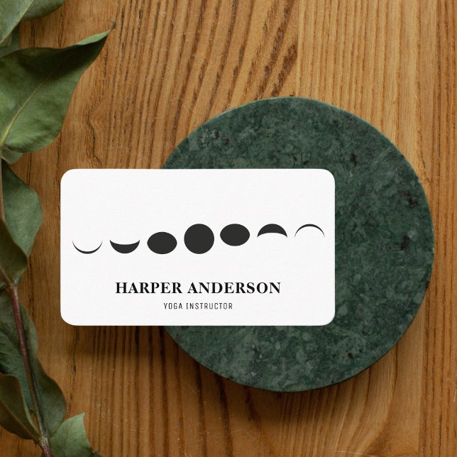 Minimalist Moon Phase Celestial Monogram Logo Business Card (Creator Uploaded)