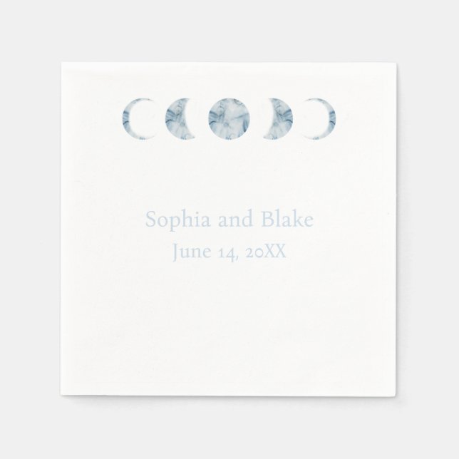 Minimalist Moon Phases Celestial Wedding Napkin (Front)