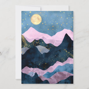 Minimalist Moon Stars Celestial Mountain Valley Announcement