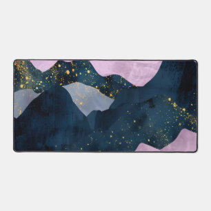 Minimalist Moon Stars Celestial Mountain Valley Desk Mat
