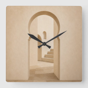 Minimalist Moroccan Arch Wall Clock Neutral Riad