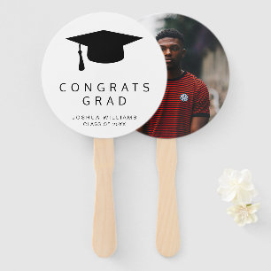 Minimalist Mortar Board Photo Modern Graduation Hand Fan