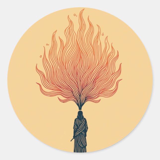 Minimalist Moses and the Burning Bush Sticker (Front)