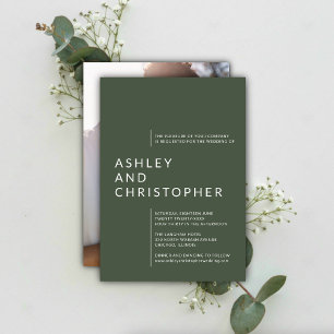 Minimalist Moss Green Isolated Names Photo Wedding Invitation