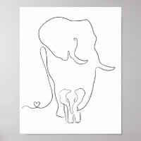 Minimalist Mother and Baby Elephant Nursery Wall