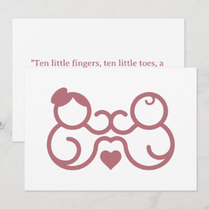 Minimalist Mother and Baby Heart Line Baby Shower Invitation
