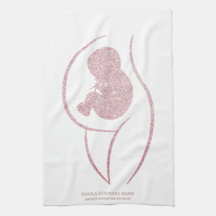 Minimalist Mother and Baby Silhouette Tea Towel