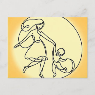 Minimalist Mother and Child dancing Holiday Postcard