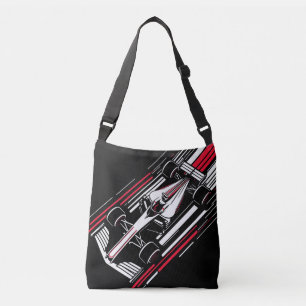 Minimalist Motorsport Formula Race Car Speed Lines Crossbody Bag