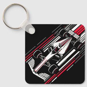 Minimalist Motorsport Formula Race Car Speed Lines Key Ring