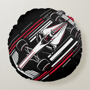Minimalist Motorsport Formula Race Car Speed Lines Round Cushion
