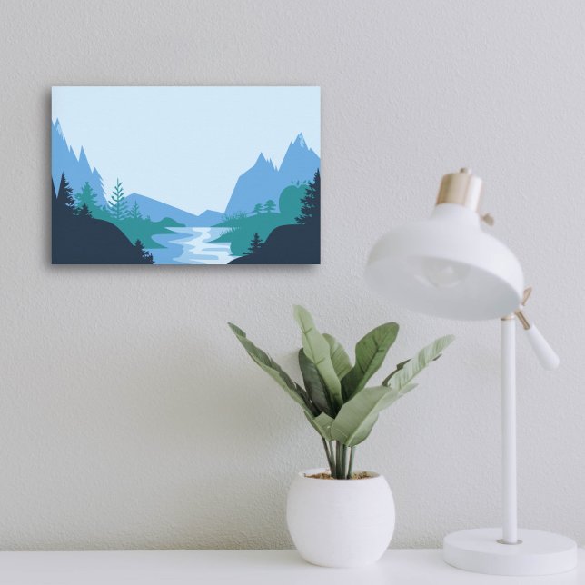 Minimalist Mountain and River Landscape Poster (Minimalist Mountain and River Landscape Poster)