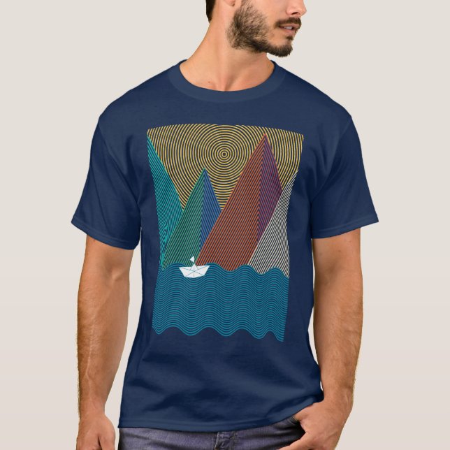 Minimalist mountain and waves T-Shirt (Front)