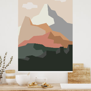 Minimalist Mountain Background Poster