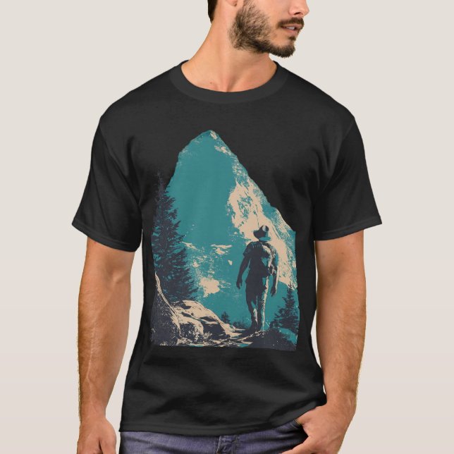 Minimalist Mountain Backpacker Graphic - Alpin T-Shirt (Front)