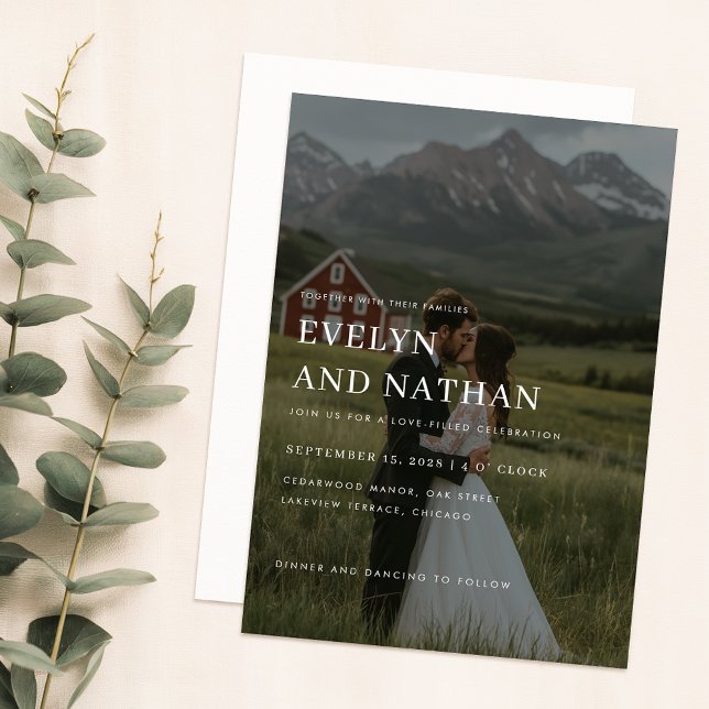 Minimalist Mountain Destination Photo Wedding Invitation (Creator Uploaded)