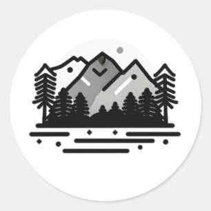 Minimalist Mountain Landscape Classic Round Sticker
