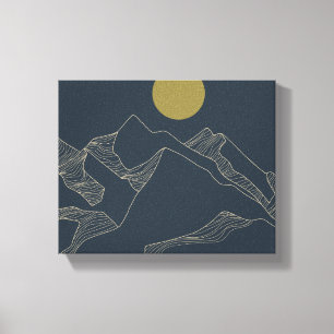 Minimalist Mountain Line Art Landscape Canvas Print