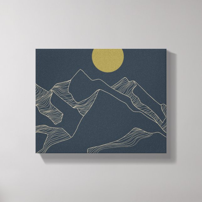 Minimalist Mountain Line Art Landscape Canvas Print (Front)