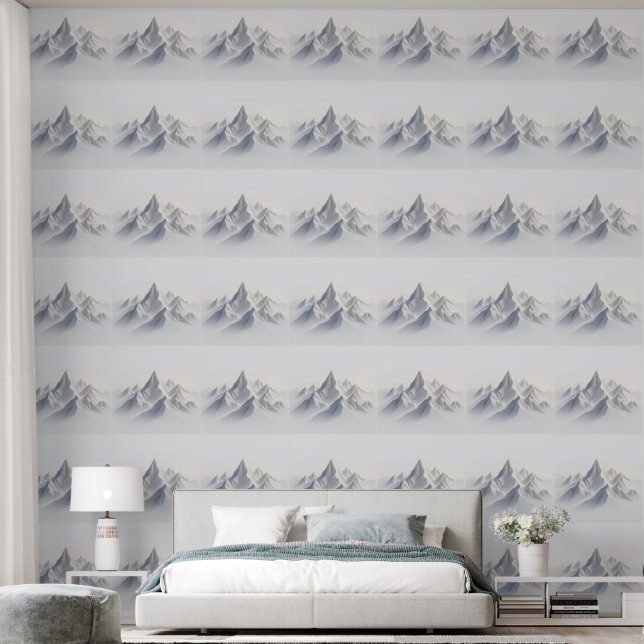 Minimalist Mountain Range: Serene 3D Wall Art  (Bedroom)
