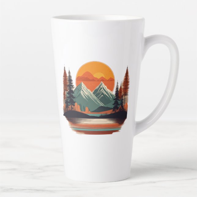 Minimalist Mountain Scene Latte Mug - 17 oz (Right)