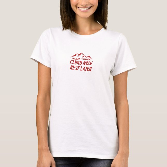 Minimalist Mountain Shirt Simple Line Design red (Front)