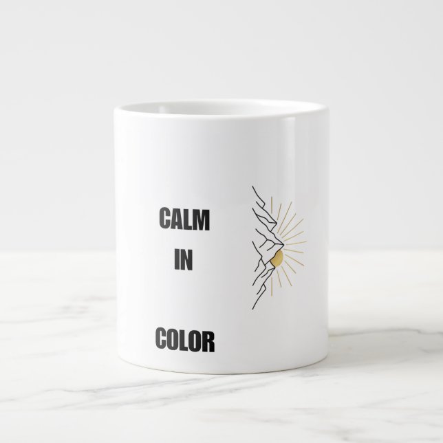 Minimalist Mountain Sunrise Line Art Mug (Front)
