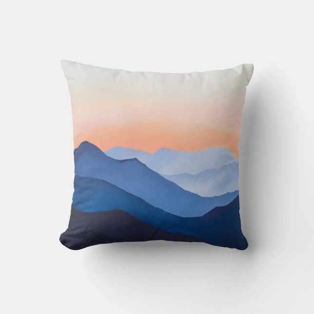 Minimalist Mountain Sunset Cushion (Front)