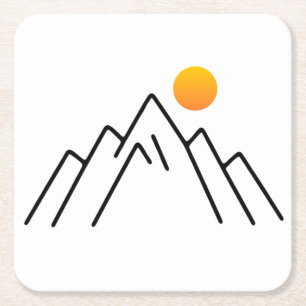 Minimalist Mountains: A Nature-Inspired Design Square Paper Coaster