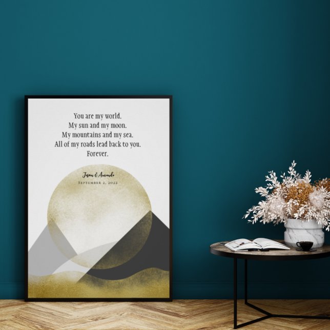 Minimalist Mountains Landscape Elegant Wedding Vow Poster (Creator Uploaded)
