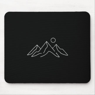 Minimalist Mountains Sun Nature Hiking Line Art Mouse Pad
