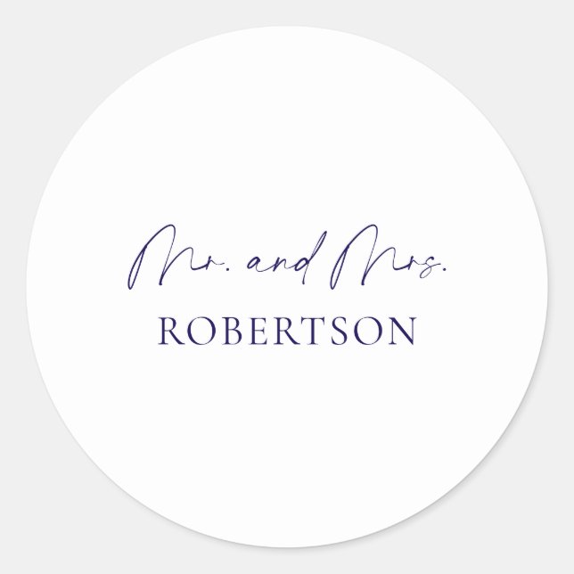 Minimalist Mr. & Mrs. Sticker – White Background (Front)