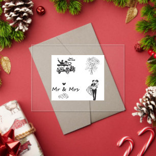 Minimalist Mr & Mrs Wedding Couple Illustration Acrylic Invitations