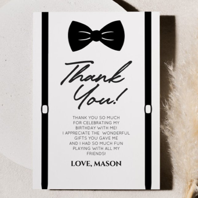 Minimalist Mr. ONEderful Bowtie 1st Birthday Party Thank You Card (Creator Uploaded)