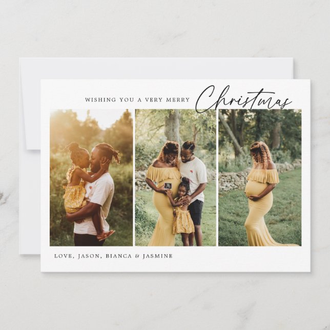 Minimalist Multi Photo Christmas Holiday Card (Front)