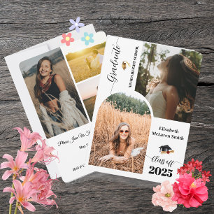 Minimalist Multi-Photo Class of 2027 Senior Gradua Invitation